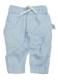 Světlemodré plátěné cuff kalhoty 