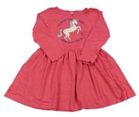 Růžové bavlněné šaty s jednorožcem Dopodopo