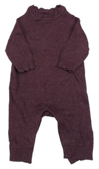 Vínový pletený overal s perforovanými srdíčky George