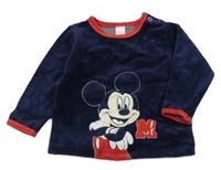 Tmavomodré zamatové tričko s Mickeym Disney