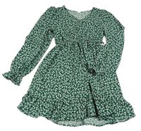 Tmavozeleno-bílé kytičkované šaty SHEIN