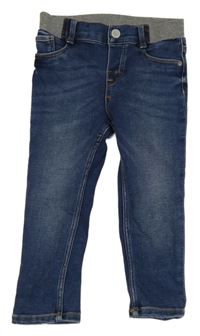 Modré teplákové skinny rifle s úpletovým pasom Denim Co.