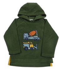Khaki fleecová mikina s nákladiakmi a kapucňou M&Co.