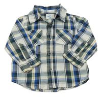 Bílo-modro-tmavozelená kostkovaná košile Topolino