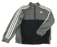 Tmavošedo-černá sportovní propínací mikina Adidas