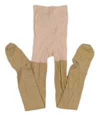 Světlerůžovo-zlaté punčocháče H&M