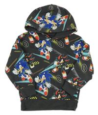 Tmavosivá mikina so Sonicem a kapucňou