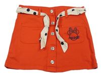 Červená rifľová prepínaci sukňa s Minnie s opaskom Disney