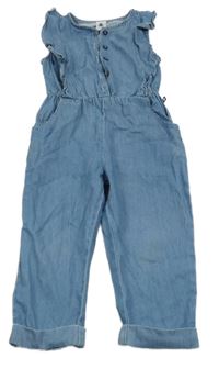 Modrý riflový kalhotový overal s volánky 