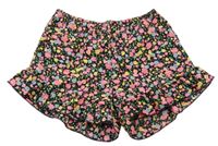 Čierno-neónové kvetované ľahké kraťasy Terranova