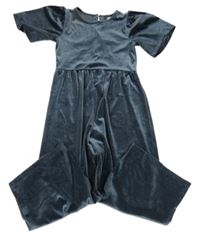 Tmavomodrý rebrovaný zamatový nohavicový overal Next