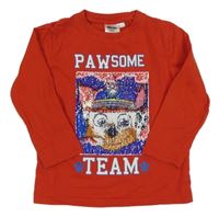Červené triko s překlápěcími flitry - Tlapková patrola Nickelodeon
