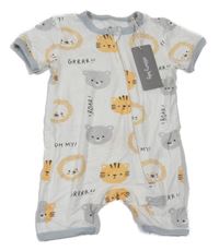 Nové - bielo-svetlosivý overal so zvieratkami silkberry baby