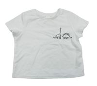Biele tričko s dinosaurami Shein