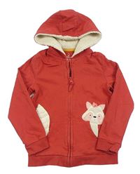 Červená propínací mikina s liškou a kapucí Mothercare