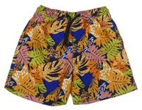 Tmavomodré plážové kraťasy s listy Matalan