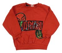 Červená oversize mikina s hrdinami Marvel