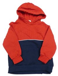 Červeno-tmavomodrá mikina s kapucňou H&M