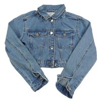 Modrá rifľová crop bunda s motýlom Denim Co.