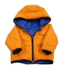 Oranžová šušťáková zimná prešívaná obojstranná péřová bunda s kapucňou Hugo Boss
