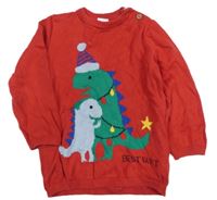 Červený svetr s dinosaury H&M