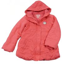 Růžová šusťáková prošívaná zimní bunda s medvídkem a kapucí Cool Club