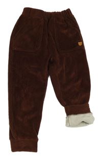 Hnědé sametové žebrované zateplené kalhoty Jelipson