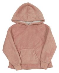 Svetloružová chlpatá mikina s kapucňou