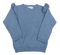 Modrošedý sveter s volánikmi Primark