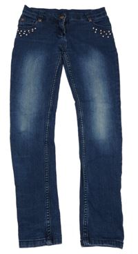 Tmavomodré rifle s kamienkami Yigga