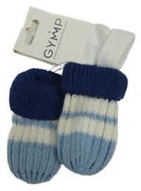 Nové - 2x Modro-biele pruhované pletené rukavice + biele ponožky