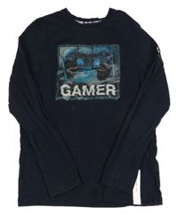 Tmavomodré tričko s 3D ovladačem C&A