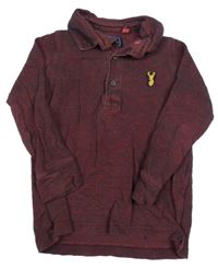 Červeno-čierne melírované polo tričko Next