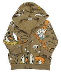 Béžová propínací mikina se Scooby Doo a kapucí 