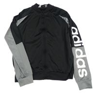 Černo-šedá sportovní funkční propínací mikina s logem Adidas 