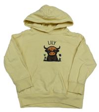Vanilková mikina s býkem a kapucňou Katy Lou