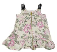 Smotanové rifľové prepínaci šaty s kvetmi River Island