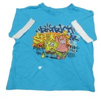 Tyrkysovo-bílé tričko se Spongebobem Sinsay