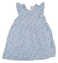 Světlemodro-biele pruhované bavlnené šaty s strapcemi H&M