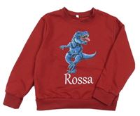 Červená mikina s dinosaurom