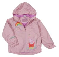 Světlerůžová šusťáková podzimní parka s Pepinou a kapucí 