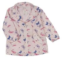 Světlerůžová šusťáková jarní parka s motýlky H&M