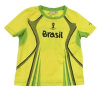 Žluto-zeleno-černý sportovní dres Brasil a číslom