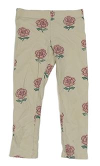 Smotanové legíny s růžemi H&M
