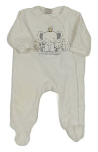 Biely zamatový overal so zvieratkami a bodkami zn. Smile