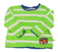 Zeleno-bielo-zafírová pruhovaná mikina s hasiči Liegelind