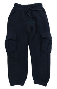 Tmavomodré cargo fleecové nohavice Matalan