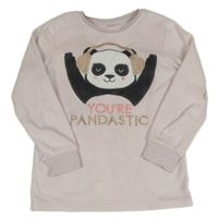 Pudrová plyšová pyžamová mikina s pandou a nápisy C&A