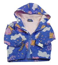 Zvonkově modrá šušťáková jarná bunda s Peppa Pig a kapucňou