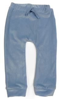 Světlemodré žebrované plyšové turecké tepláky little nutmeg